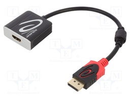Adapter; DisplayPort plug,HDMI socket; 0.2m; black; black,red