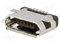 Socket; USB B micro; SMT; PIN: 5; USB 2.0; 0.65mm; 1.8A; 100V