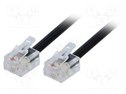 Cable: telephone; RJ11 plug,both sides; 2m; black