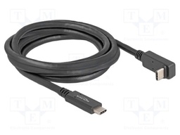 Cable; USB C plug,USB C plug 90° up/down; 2m; black; 10Gbps; 60W
