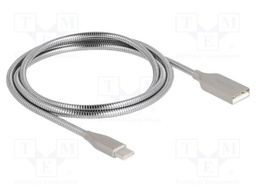 Cable; USB A plug,USB C plug; 1m; silver; 22AWG,28AWG; metal; 60W