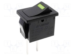 ROCKER; SPST; Pos: 2; ON-OFF; 8A/250VAC; Backlight colour: green