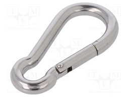 Snap hook; acid resistant steel A4; for rope; L: 80mm; Size: 8mm