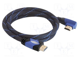 Cable; HDMI plug,HDMI plug 90° left/right; textile; 1m; 28AWG