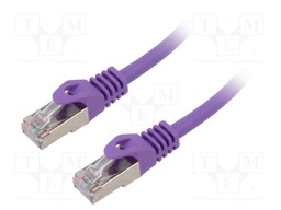 Patch cord; S/FTP; 6a; solid; Cu; LSZH; violet; 15m; 27AWG