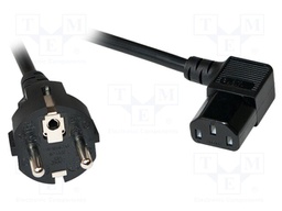 Cable; CEE 7/7 (E/F) plug,IEC C13 female 90°; 3m; black; 10A