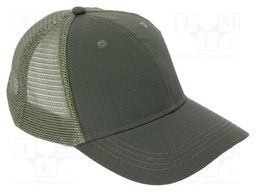 Baseball cap; adjustable,with net; green; cotton,polyester