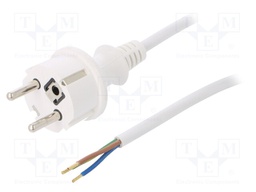 Cable; SCHUKO plug,CEE 7/7 (E/F) plug,wires; 1.5m; white; PVC