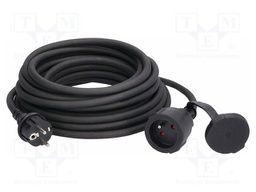 Extension lead; 3G1.5mm2; with flap; Sockets: 1; PUR; black; 20m