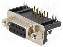 D-Sub; PIN: 9; socket; female; 9,4mm standard; Locking: screws; THT