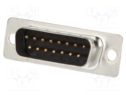 D-Sub; PIN: 15; plug; male; stamped and formed contacts; soldering