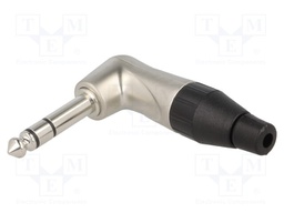 Plug; Jack 6,35mm; male; stereo; angled 90°; for cable; soldering