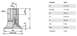 Component: suction cup; Man.series: PFYN; Mounting: G1/8-IG; 9.2g