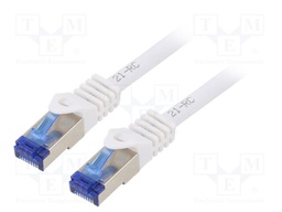 Patch cord; S/FTP; 6a; stranded; Cu; LSZH; white; 3m; 26AWG; -20÷75°C