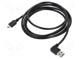 Cable; USB 2.0; gold-plated; 2m; black; 24AWG,28AWG; 480Mbps