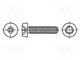 Screw; for metal; 4x8; Head: cheese head; Pozidriv; hardened steel
