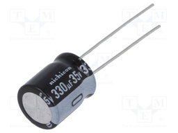 Capacitor: electrolytic; THT; 330uF; 35VDC; Ø10x12.5mm; Pitch: 5mm
