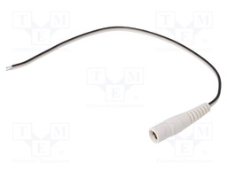 Cable; wires,DC 5,5/2,1 socket; straight; 0.5mm2; black; 3m