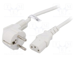 Cable; CEE 7/7 (E/F) plug angled,IEC C13 female; PVC; 2.5m; 10A