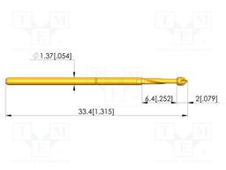 Test needle; Spring compression: 4.3mm; 6.35mm; 5A; steel; Ø: 1.5mm
