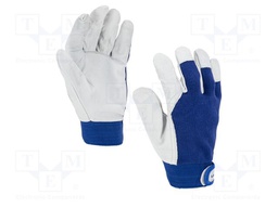Protective gloves; Size: 10; blue; natural leather