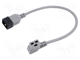 Cable; 3x1.5mm2; IEC C19 female angled,IEC C20 male; PVC; 0.5m