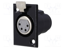 Socket; XLR; female; PIN: 4; with push button; soldering; black
