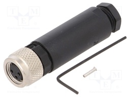 Connector: M8; female; PIN: 3; straight; for cable; plug; 4A; 60V
