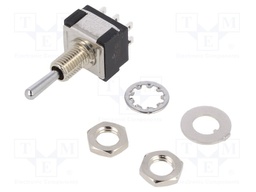Switch: toggle; Pos: 3; DPDT; ON-OFF-ON; 6A/125VAC; 6A/6VDC; 20mΩ