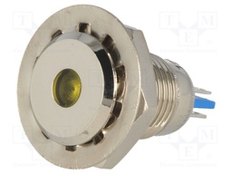 Indicator: LED; flat; 12VDC; Cutout: Ø12mm; IP67; for soldering