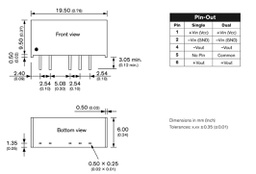 Converter: DC/DC; 1W; Uin: 4.5÷5.5V; Uout: 3.3VDC; Iout: 260mA; SIP7