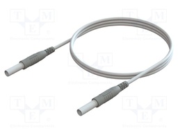 Test lead; banana plug 4mm,both sides; insulated; Len: 2m; white