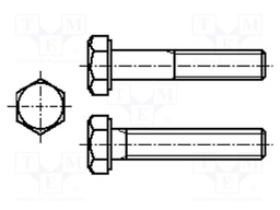 Screw; 3/8"x25,4; DIN: 933; Head: hexagonal; none; steel; zinc
