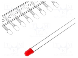 LED; 3mm; red; 8÷50mcd; 60°; Front: convex; Package: tape; 2000pcs.