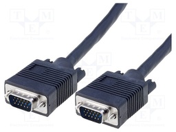Cable; D-Sub 15pin HD plug,both sides; black; 5m