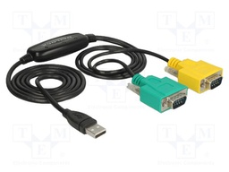 USB to RS232 converter; D-Sub 9pin plug x2,USB A plug; 1.5m