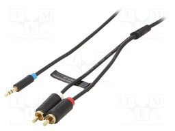 Cable; Jack 3.5mm plug,RCA plug x2; 2m; Plating: gold-plated