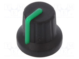 Knob; with pointer; rubber,plastic; Shaft d: 6mm; Ø16x15.1mm