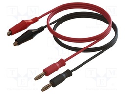 Test leads; Inom: 5A; Len: 1m; non-insulated; black,red; 24AWG