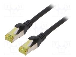 Patch cord; S/FTP; 6a; stranded; Cu; LSZH; black; 0.25m; 26AWG
