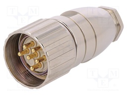 Connector: M23; plug; PIN: 6; male; soldering; for cable; straight