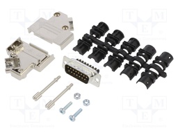 D-Sub; PIN: 15; male; shielded,metalized; angled 45°; for cable