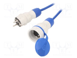 Extension lead; Sockets: 1; PUR; blue; 3x1,5mm2; 5m; 16A