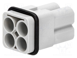 Connector: rectangular; male; Han Q; PIN: 4; size 3A; w/o contacts