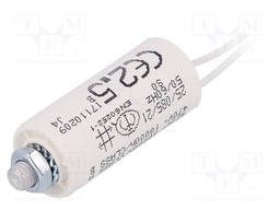 Capacitor: motors, run; 2.5uF; 470VAC; Ø25x55mm; -25÷85°C; ±5%