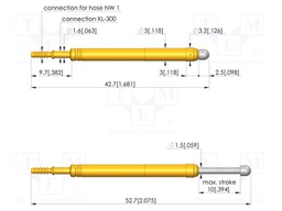 Test needle; Spring compression: 6mm; 10mm; 2A; steel; Ø: 2.5mm