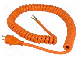 Cable; 3G1.5mm2; CEE 7/7 (E/F) plug,wires; PUR; orange; 16A; 230V