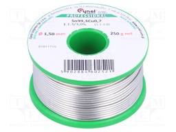 Soldering wire; Sn99,3Cu0,7; 1.5mm; 250g; lead free; Package: reel
