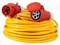 Extension lead; 5G6mm2; three-phase,with flap; Sockets: 1; PVC