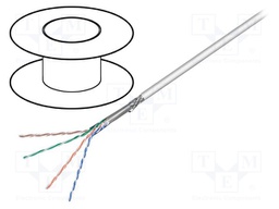 Wire; SF/UTP; 5e; stranded; Cu; 4x2x26AWG; PVC; grey; 100m